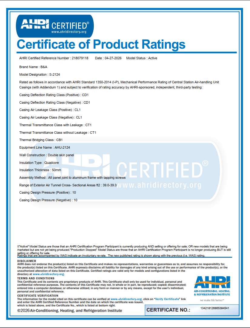 AHRICertificate (S-2124)
