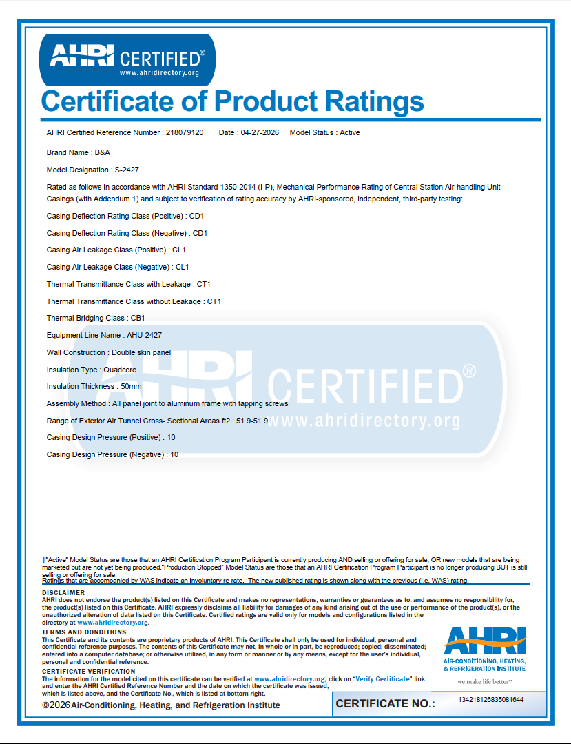 AHRICertificate (S-2427)